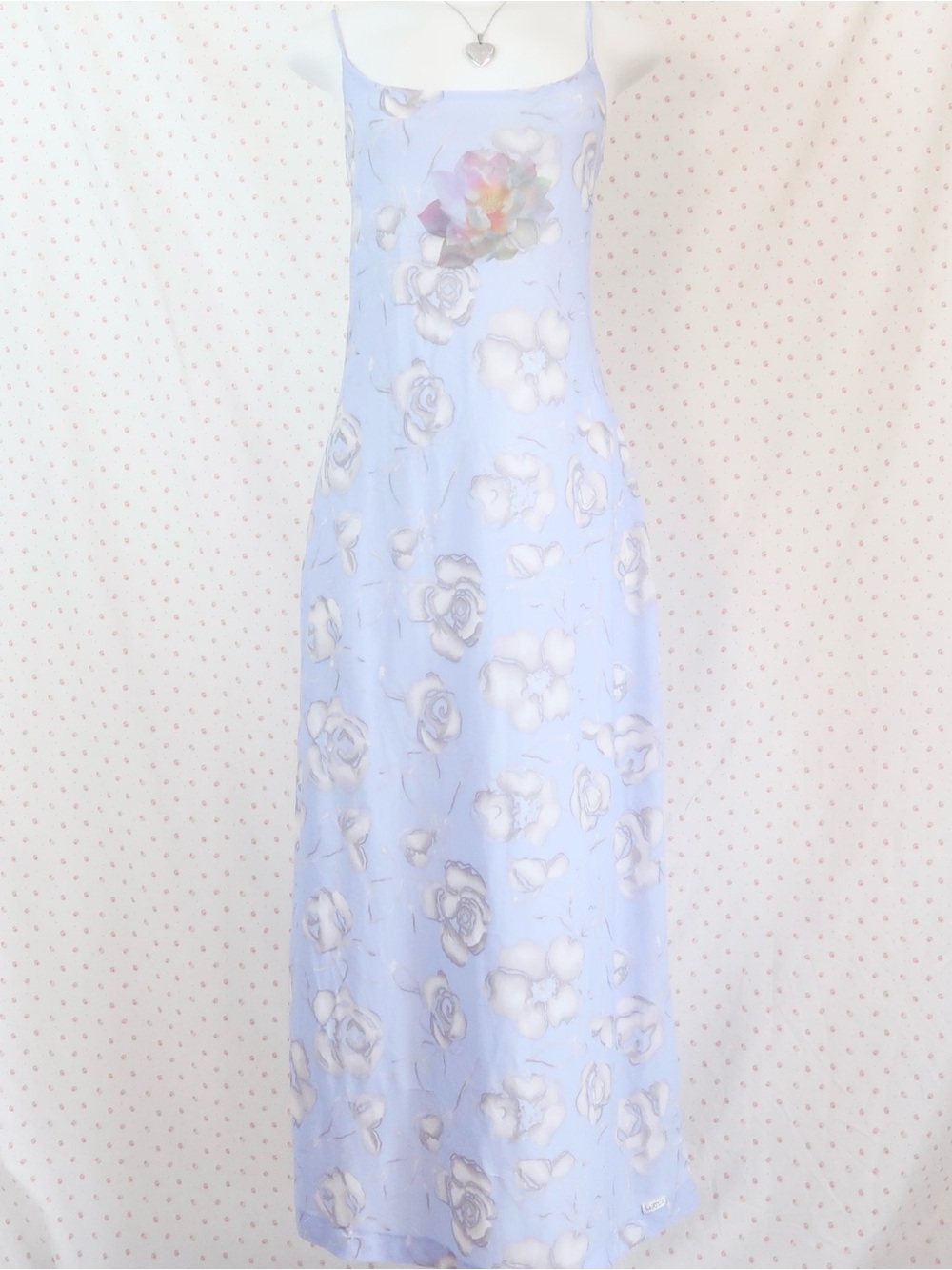 Light Blue Floral Slip Dress - Unbranded